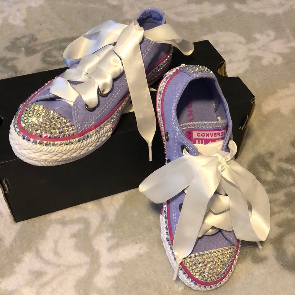 NIB Custom Kids Sz 11.5 Converse All-Stars Purple